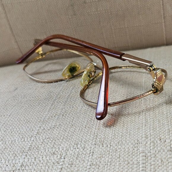 Vintage Luxottica Eyeglasses Frame Gold Tone Unisex Glasses Frame Made in Italy main image 13